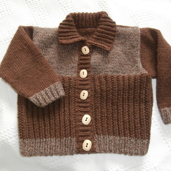 Veste laine 2 ans tricotée main pour petit garçon