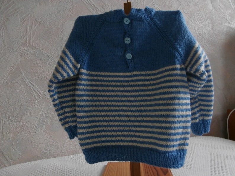 Sweater 2 years in hand knitted wool image 3