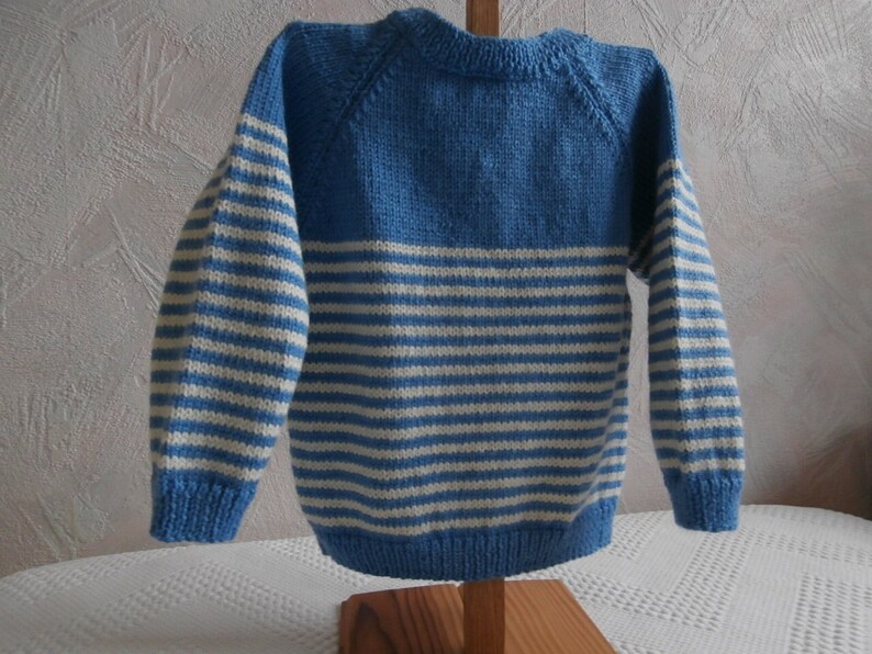 Sweater 2 years in hand knitted wool image 1