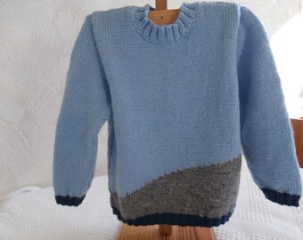 pull enfant 3 ans en laine tricoté à la main