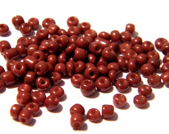20 gr brown seed beads, 3 mm glass bead, brown seed beads - opaque glass bead - ROC189