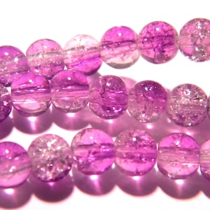 65 beads cracked glass - 6 mm - grade - AA-Crackle glass - bead glass two-tone purple G112