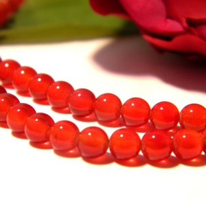 30 4 mm cornaline pearl, orange cornaline pearls, natural stone gems, natural stone, A196