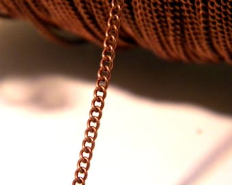 2 M de chaîne cuivre  , chaine  maille fine, maille forçat  2.5 mm x 1.6 mm cuivre rouge - NF48