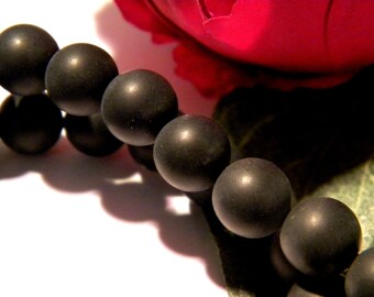 Pearl black agate, agate 8 mm, black gemstone, 8 8 mm - black agate beads frosted Pearl, frosted H229