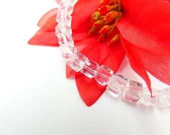 10 Glass bead - 8mm cube - translucent glass bead - crystal effect glass - square glass bead - cube bead - transparent G101-1