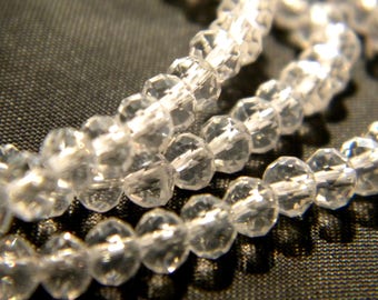 75 glass beads - 4 x 3 mm - faceted - bead "" - transparent crystal glass abacus - G144-2