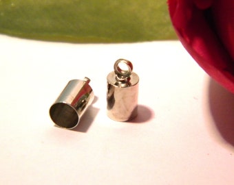 20 platinum silver cord tip, end caps metal 9 mm x 5 mm, end caps, caps, end caps for cord 4.5 mm diameter A46