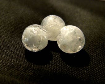 10 Perlen 8 mm - phosphoreszierend in Lampwork-Glas - leuchtende Perle - runde Glasperle - 8 mm - WEISS - G148-1