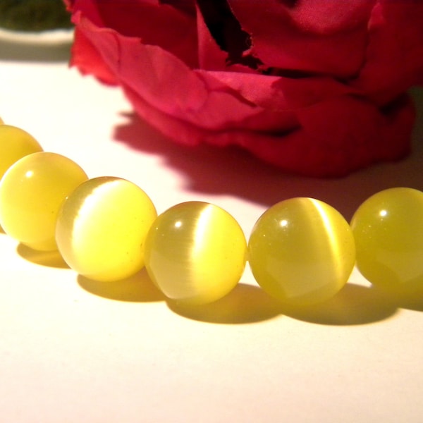 Yellow glass beads, glass bead - 12 mm glass cat-cat eyes-8 cat-12 mm yellow Pearl A78-1 eye glass bead