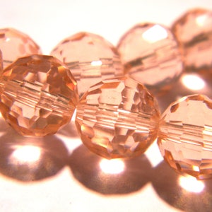 24 perles verre à facettes -10 mm -perle ronde verre multi facettes - verre à facette -rose- G186-4