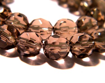40 faceted glass beads - 8 mm - round faceted glass bead - faceted glass - grey G90-1