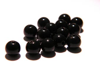 300 perles 4 mm acrylique -noir jais - perles plastique - perle ronde 4 mm  A116