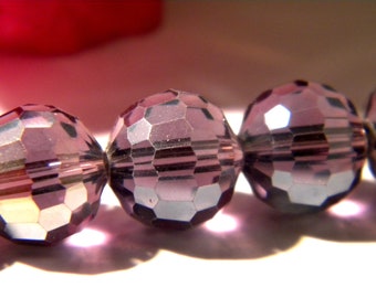 lila Facette Glasperlen, galvanisiert 12 mm - schillernden lila - 10 Glas Perle facettierte Perle 12 mm - A83-8 Glas