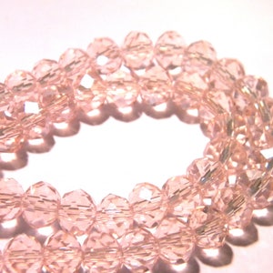 Pink 30 beads 8 mm x 6 mm glass "Austrian Crystal" faceted - pale-F175 crystal glass bead