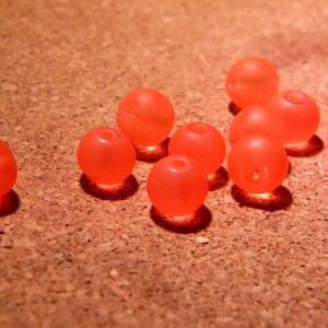 40 glass beads, neon orange bead, frosted effect glass - frosted glass 10mm - neon orange - H198