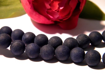 natural stone bead, Pearl jade, 10 mm Pearl, frosted jade, jade, 9 Pcs, Blue Navy frozen gems gemstones - 2 H86