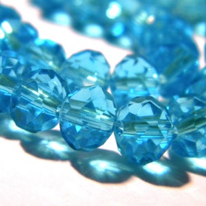 38 8 mm facettierte österreichische Kristallglasperlen - Türkis - 8 mm x 6 mm facettierte Glasperle - - G150