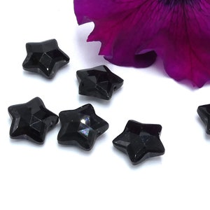 obsidian star bead - semi precious stone bead - 14 mm bead - 2 obsidian star - natural stone - fine stone gems -Q262-2