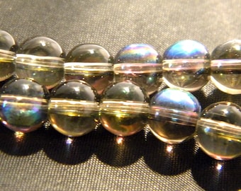 20 beads-glass - 8 mm metal and glass-gray effect - AB G98 8 electroplated glass bead