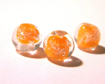 10 beads 8 mm - phosphorescent in lampwork glass - light bead-round glass bead - 8 mm-orange-G148-9