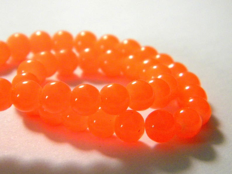 90 perles en verre jade 6 mm orange perle en verre perle verre 6 mm PE231 4 image 1