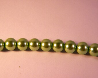 15 10 mm light green Pearl Pearly glass beads