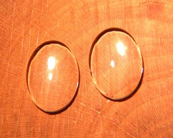 20 cabochons verre transparent loupe ovale 18 x 13 mm  bombé CB4