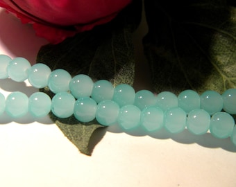 100 blue glass beads, bead - 6 mm smooth and glossy - way jade-Blue - 6 mm glass Pearl - A122