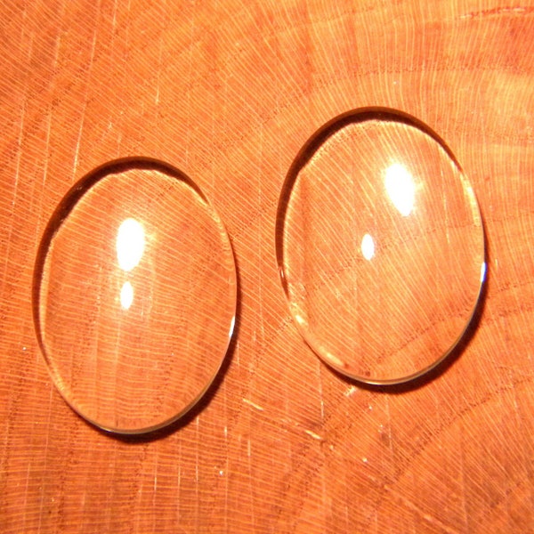 30 cabochons verre transparent loupe ovale 18 x 13 mm  bombé CB4