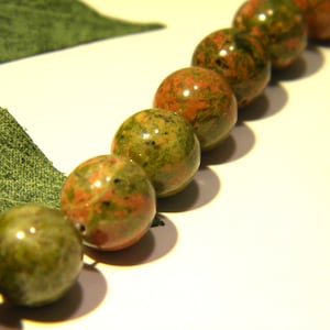 10 unakite beads - 10 mm unakite bead - fine stone gem - natural stone bead Q179-1