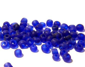 20 Gr blau Rocailles, 4 mm Glas Perle, royal blue Rock, Milchglas - ROC203