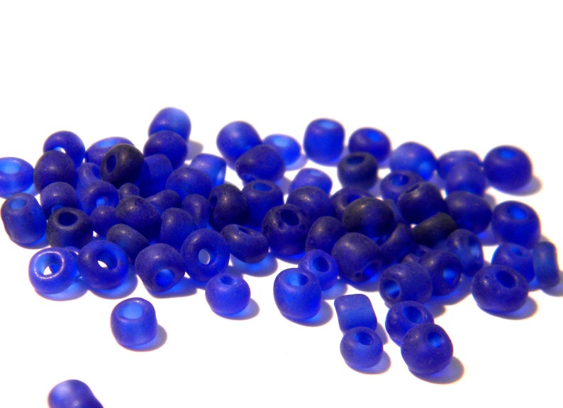 20 g blue seed beads 4 mm glass Pearl ROC203 royal blue beads frosted glass