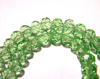 46 beads 6 mm x 4 mm glass "Austrian Crystal" - pale green - faceted bead faceted - F136