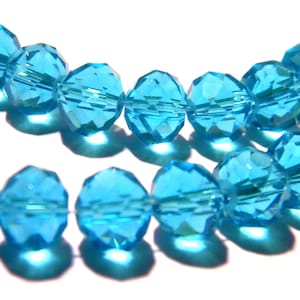 25 facettierte Glasperlen „Österreichischer Kristall“ 10 mm x 7 mm – Türkis – G120