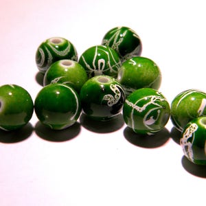 40 truncet beads - 8 mm -green-acrylic- PG61-8
