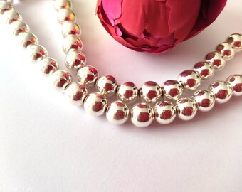 20 hematite pearls 8 mm - SILVER pearl - shamballa bracelet - synthetic hematite - Q99