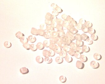 20 gr white seed beads, 4 mm glass Pearl, white seed beads, frosted glass - ROC199