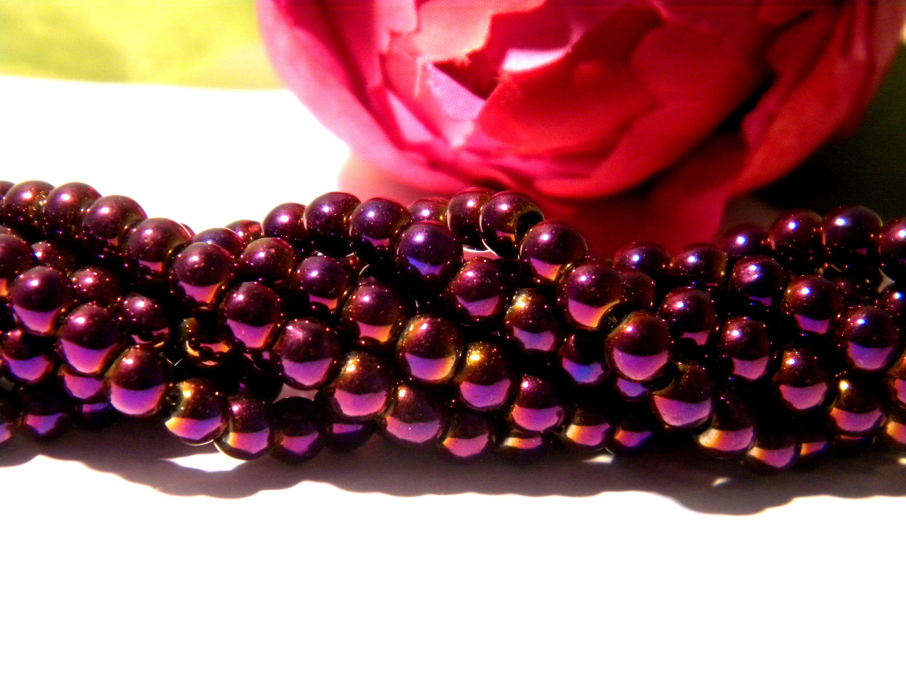 Bracelet Shamballa Violet - 5 Perles Cristal, 6 Hématites, Longueur Ajustable, Neuf