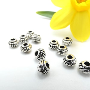 25 silver spacer bead, metal bead, spacer bead, barrel barrel bead 6 x 4.5 mm, silver washer bead, Q382-3