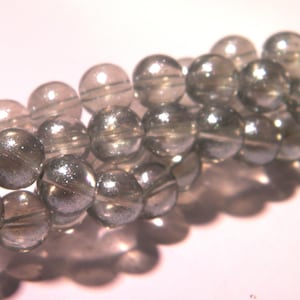 40 perle galvanizza effetto glitter del vetro vetro - grigio traslucido - 10 mm - 10 mm vetro perla - G19-5