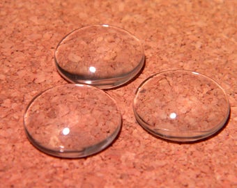 20 domed glass cabochons - 11.5mm - round transparent magnifying glass PF49-A