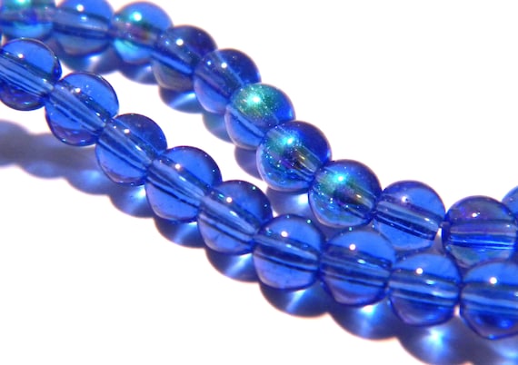 20 Perles Imitation Verre 8mm Couleur Bleu Clair - Neuves
