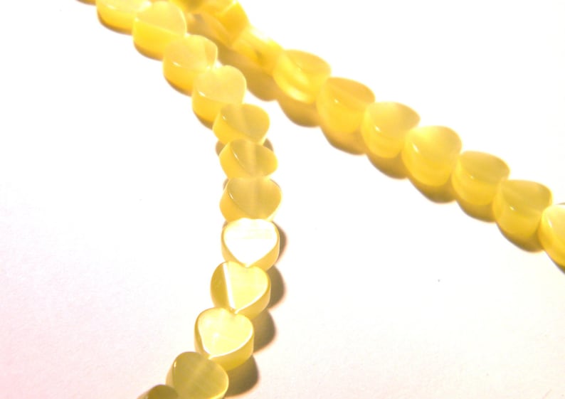 20 perles verre oeil de chat coeur de 6 mm-jaune-F206-3 image 1