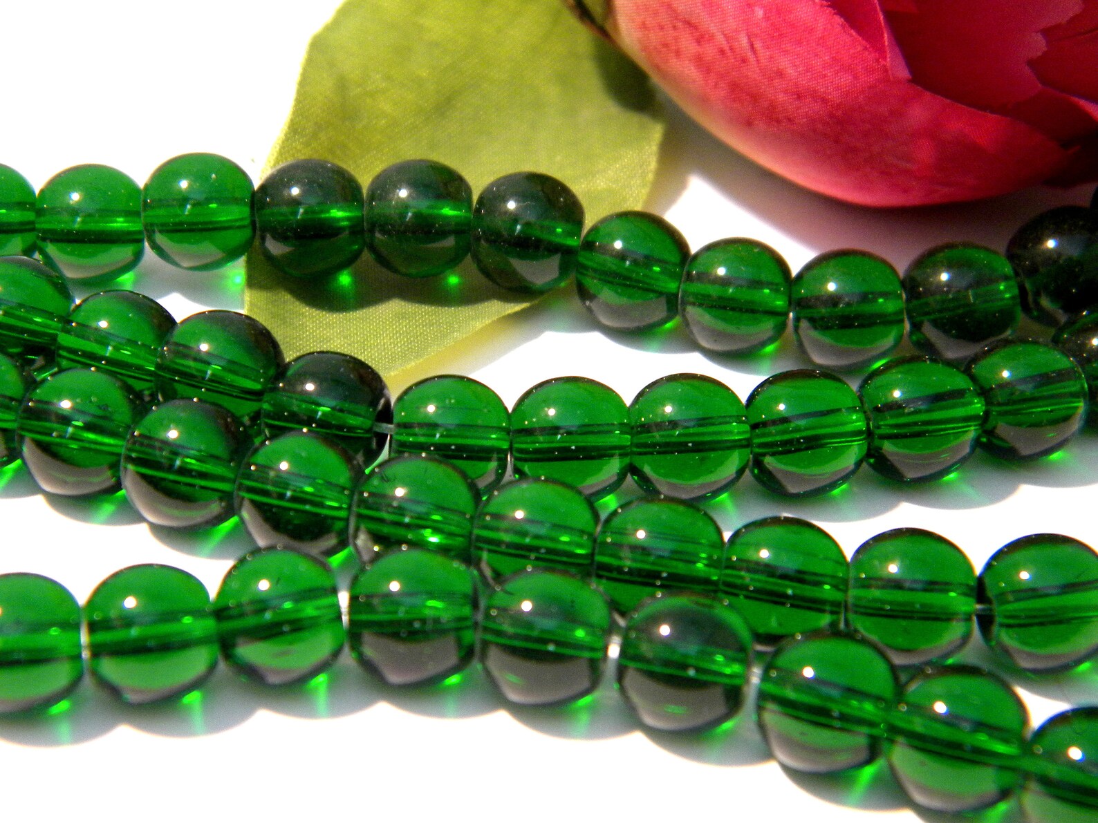 Green Glass Beads Glass Bead 8 Mm Translucent Glass 100 Etsy