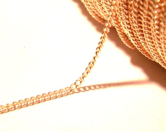 2 M. twisted mesh chain, golden sidewalk chain, link 2.5 mm x 1.6 mm - rose gold mesh chain - 2M chain, NF79