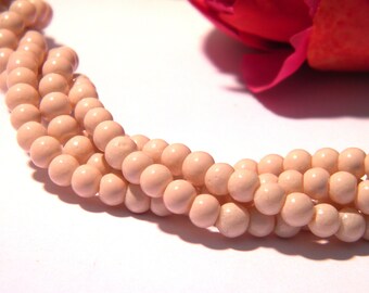 pink glass beads - 4 mm round glass bead - baked glass bead - 100 Pcs - shiny bakingpaint bead - H90-2