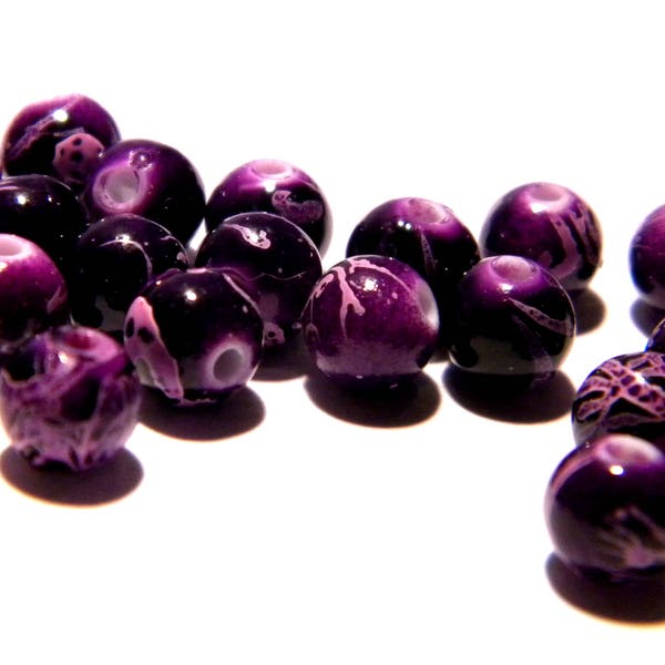 40 perles tréfilées- 8 mm -violet- perle acrylique- PG61