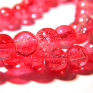 65 beads cracked glass - 6 mm - grade AA-glass Crackle - two-tone-red glass bead - G112