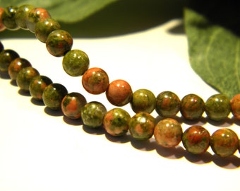 40 perles unakite - perle unakite 4 mm- gemme pierre fine- perle pierre naturelle  Q177-4